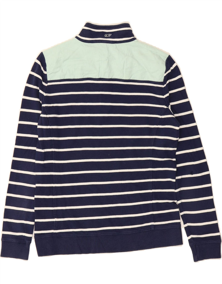VINEYARD VINES Mens Zip Neck Sweatshirt Jumper Small Navy Blue Striped Vintage Vineyard Vines and Second-Hand Vineyard Vines from Messina Hembry 