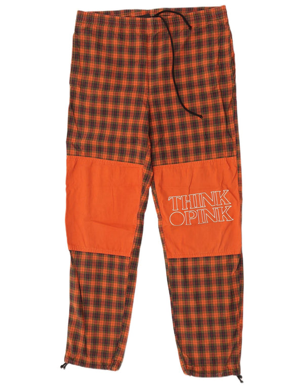 Think Pink Pantaloni da tuta con grafica da uomo Joggers A quadri medi arancioni