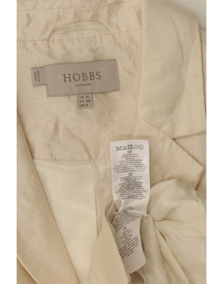 Giacca blazer corta da donna a 2 bottoni Hobbs UK 10 piccola lana bianco sporco