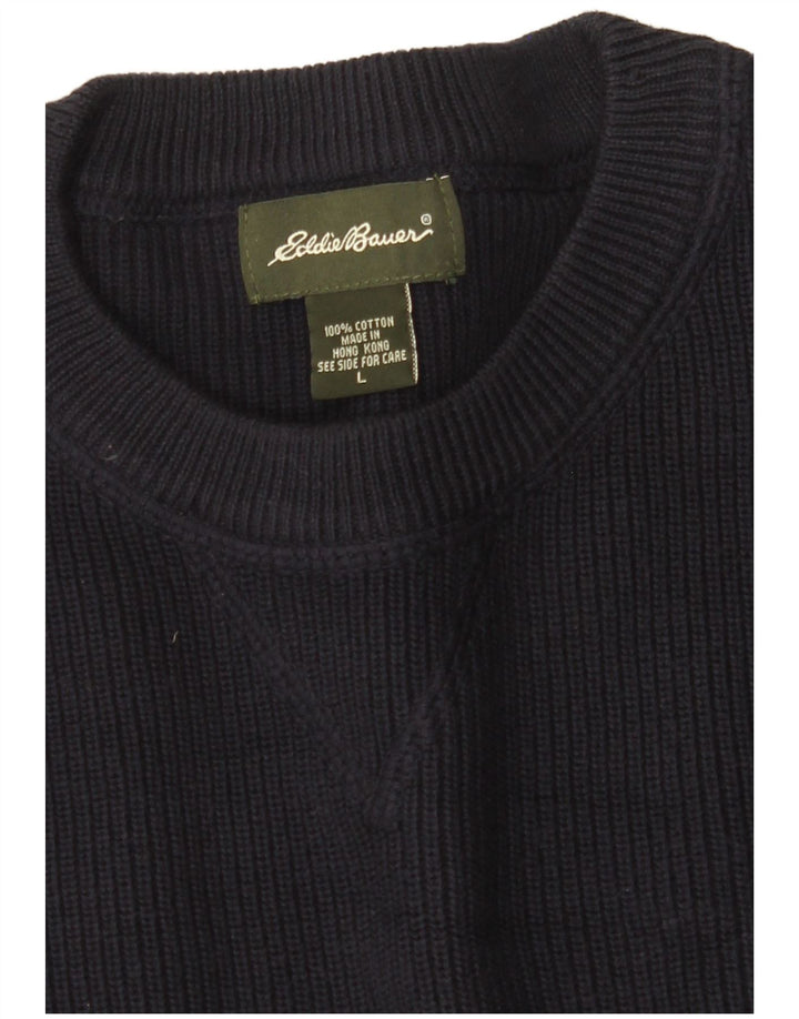 EDDIE BAUER Maglione girocollo da uomo grande in cotone blu navy