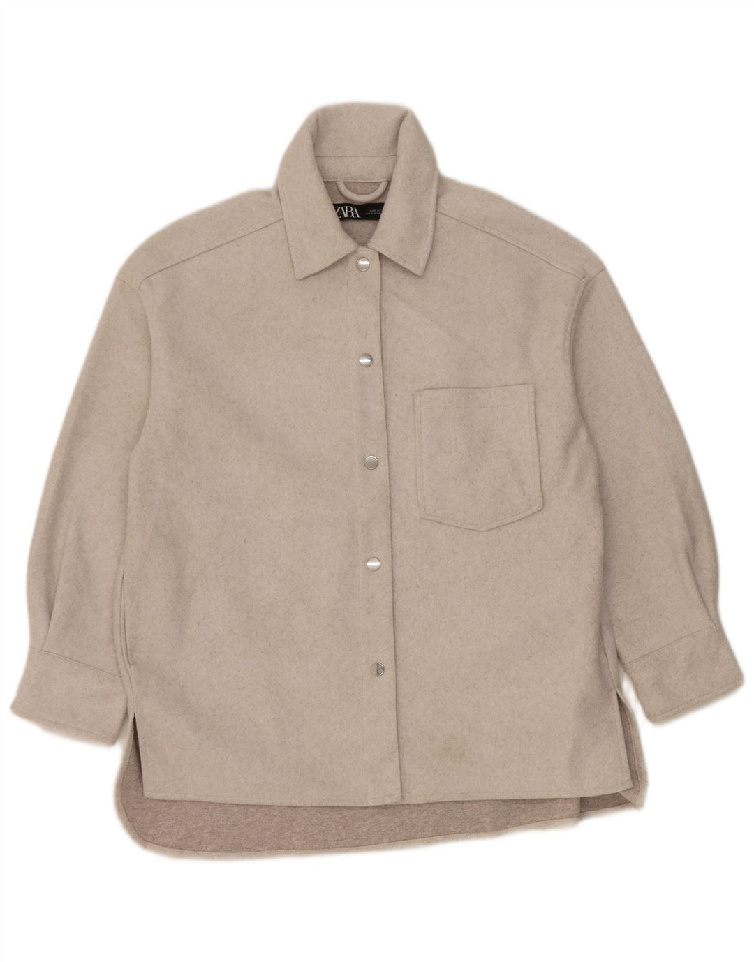 Camicia oversize in flanella da donna Zara UK 10 piccola in poliestere grigio