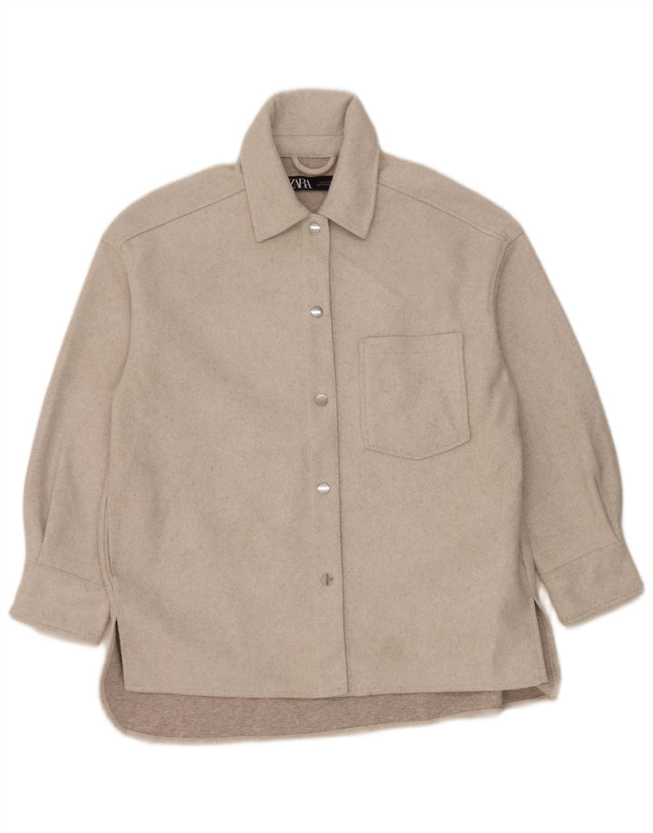Camicia oversize in flanella da donna Zara UK 10 piccola in poliestere grigio