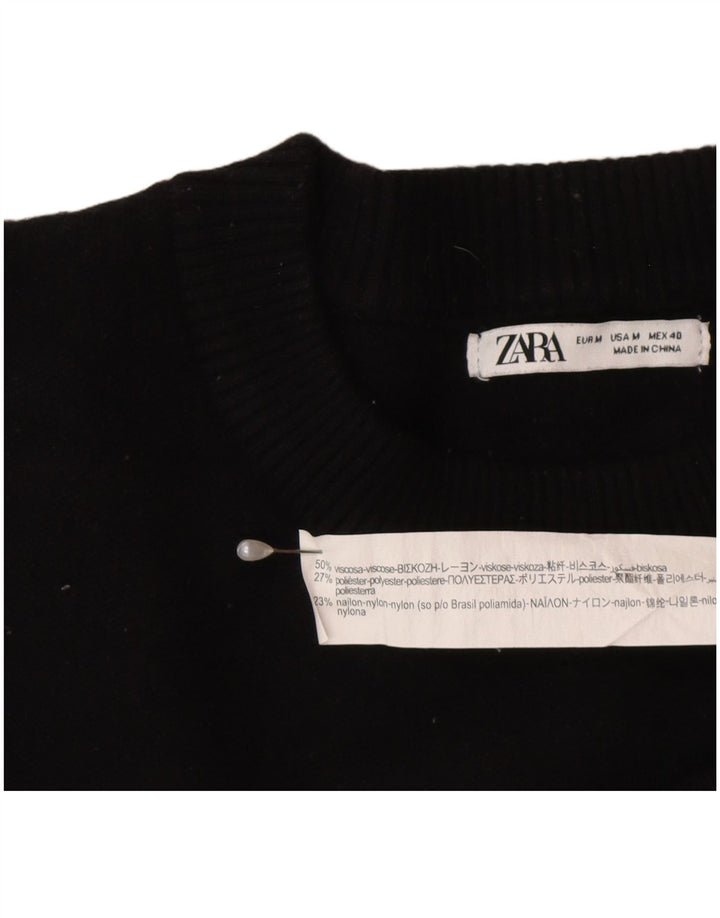 Maglione maglione girocollo da donna Zara UK 14 viscosa nera media