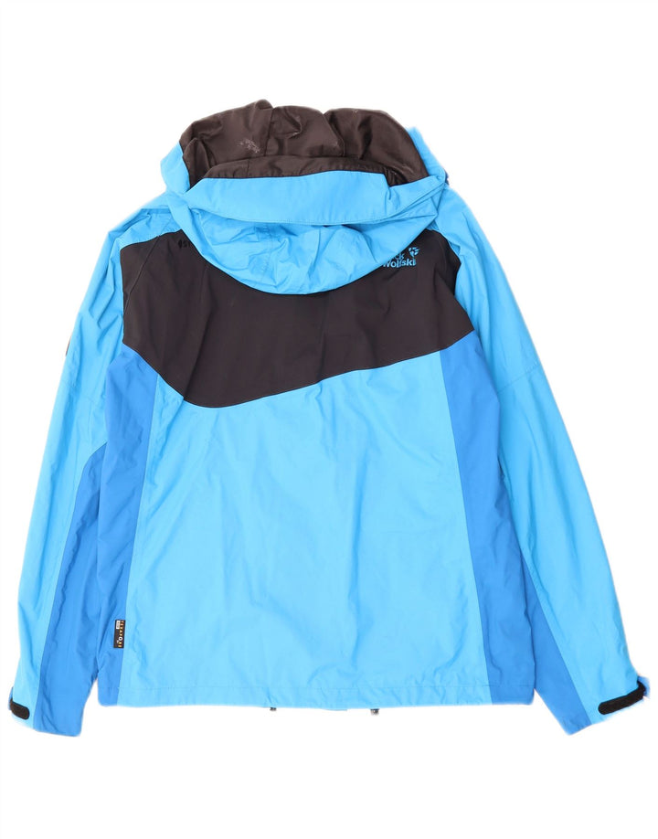 Giacca antipioggia con cappuccio da uomo Jack Wolfskin UK 34 Small Blue Colourblock