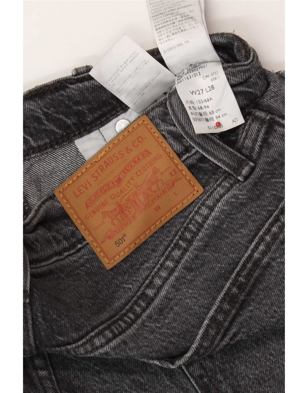 Levi's Uomo 501 Jeans dritti W27 L28 Cotone grigio