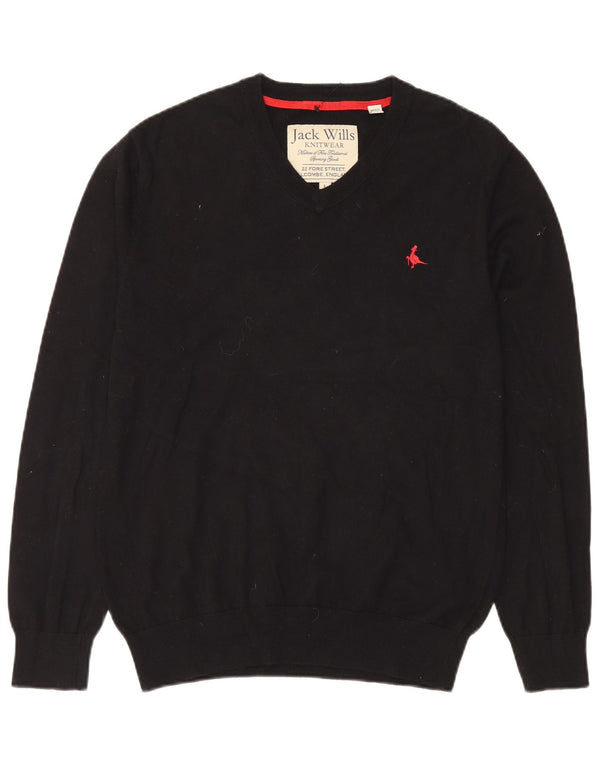 Maglione da uomo con scollo a V Jack Wills, grande cotone nero