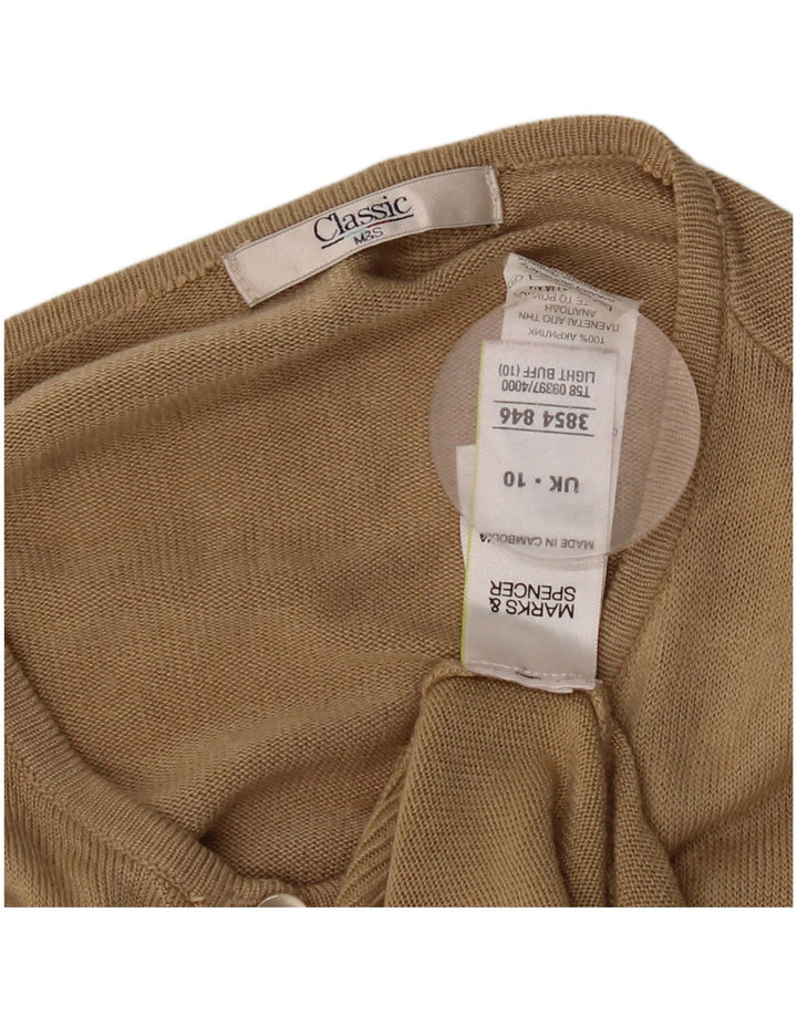 Maglione cardigan da donna Marks & Spencer UK 10 piccolo acrilico beige