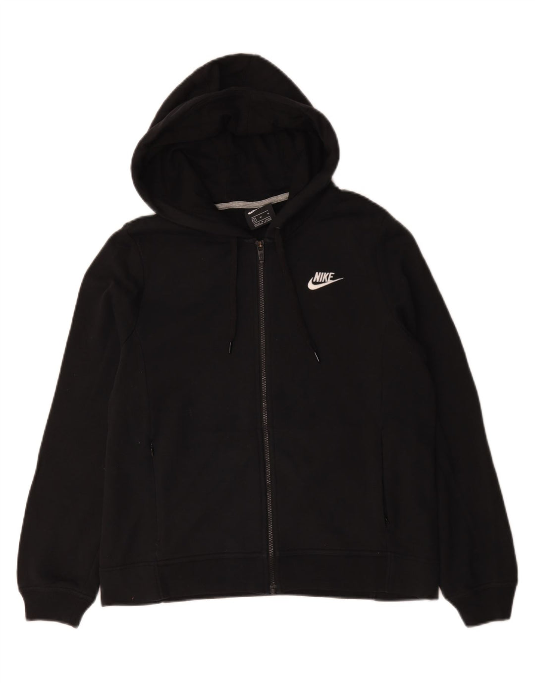Felpa con cappuccio e zip da donna Nike UK 14 cotone nero medio