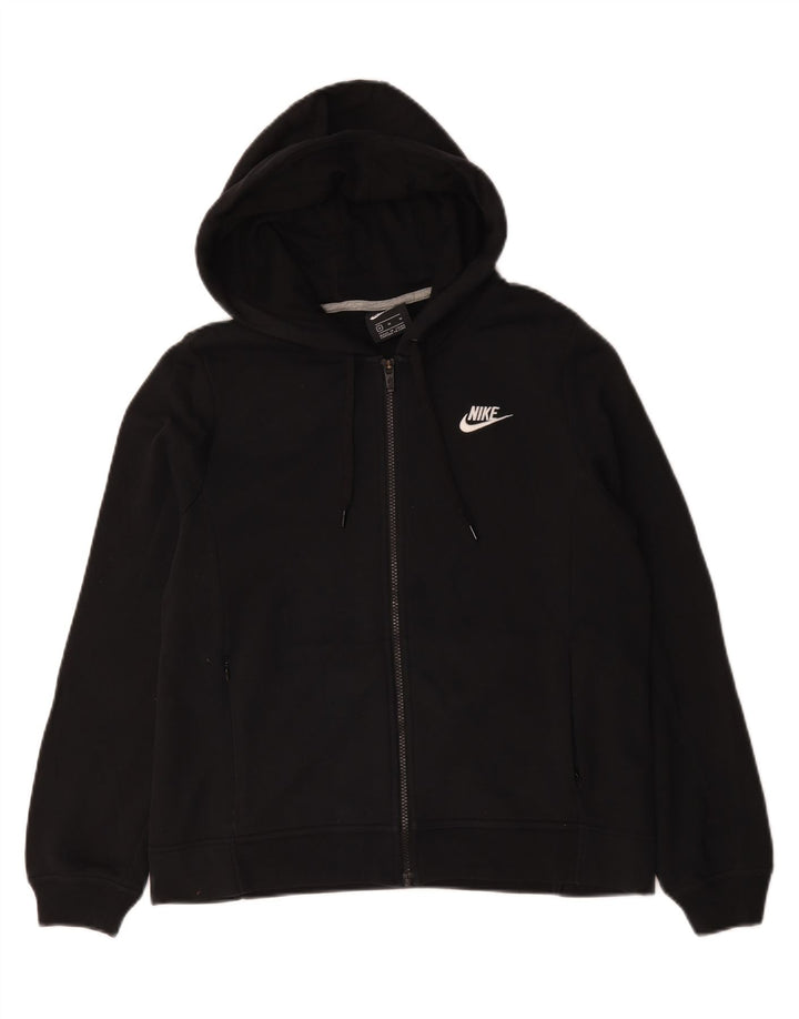 Felpa con cappuccio e zip da donna Nike UK 14 cotone nero medio