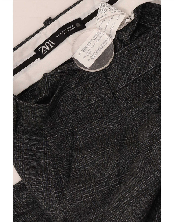 Zara Pantaloni da abito a gamba larga da donna medi W28 L30 Poliestere a quadri grigi