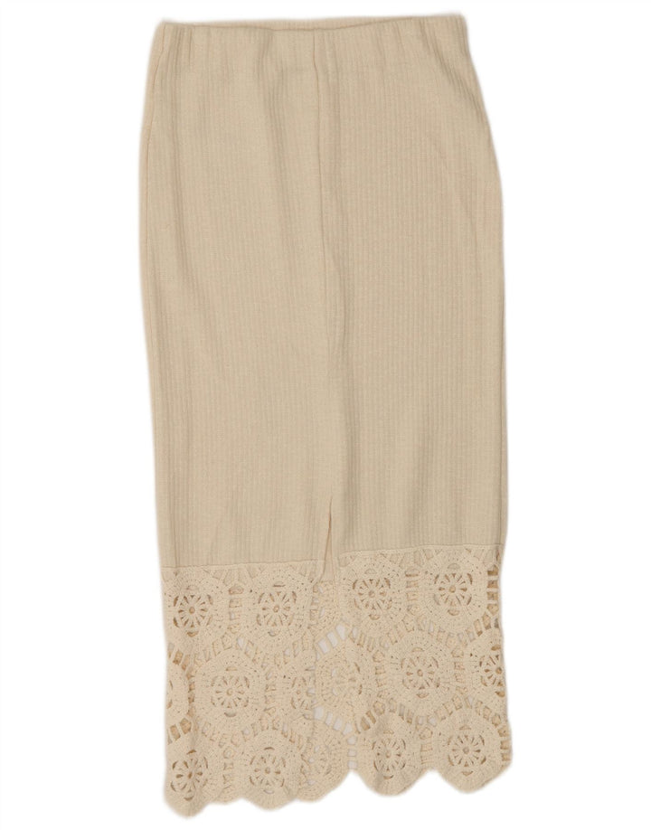 Gonna midi a vita alta da donna Zara piccola W26 poliestere bianco sporco