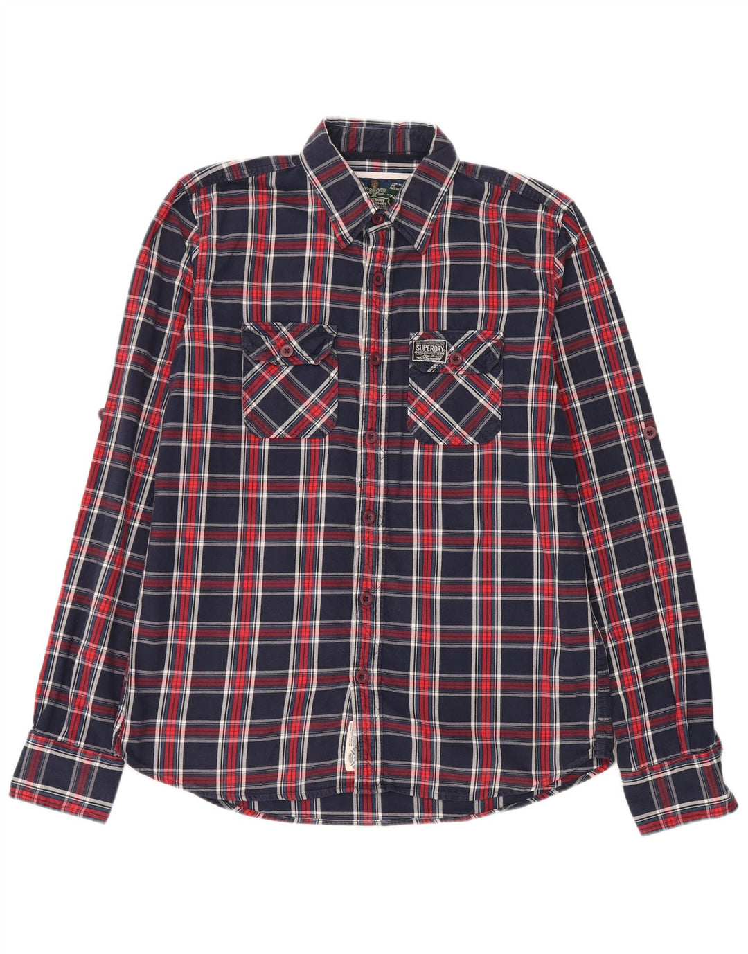 Camicia da uomo in flanella Superdry 2XL cotone a quadri blu navy