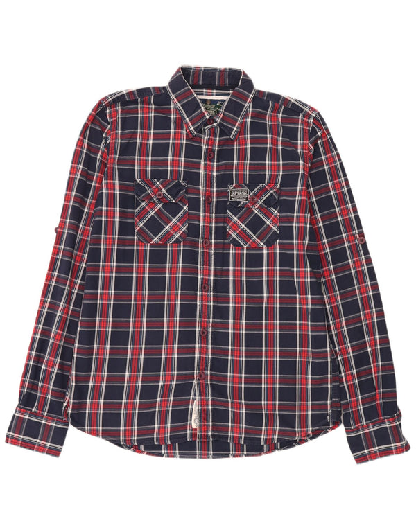 Camicia da uomo in flanella Superdry 2XL cotone a quadri blu navy