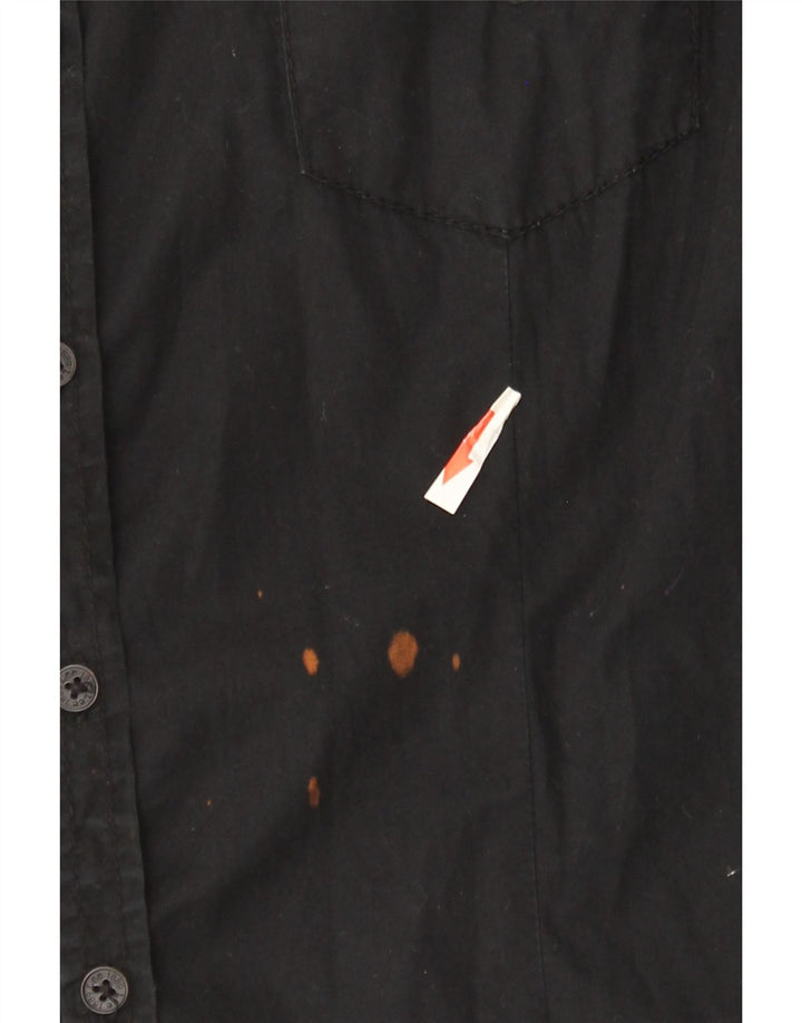 Camicia a maniche corte da donna Lee UK 10 piccola in cotone nero