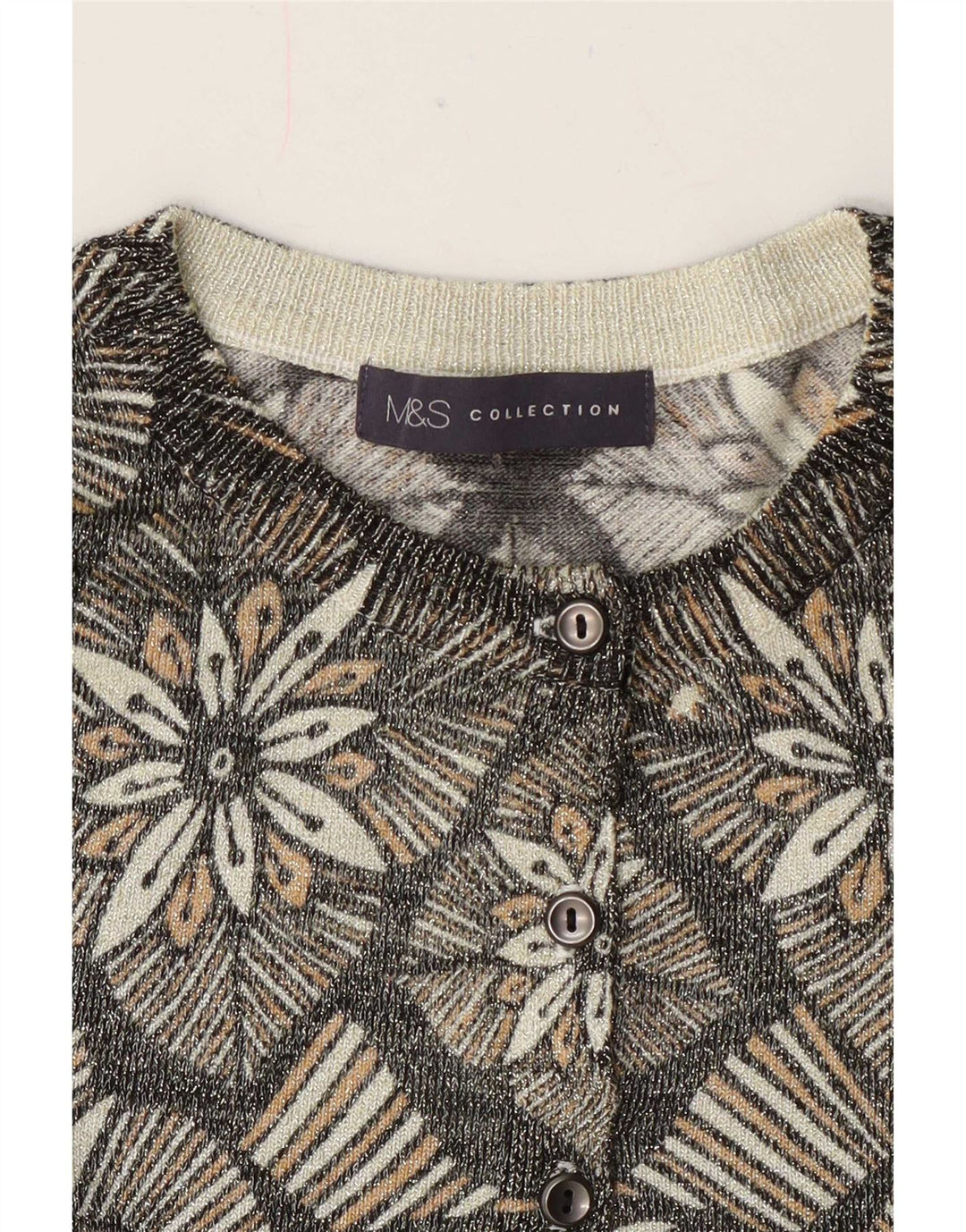 Maglione cardigan da donna Marks & Spencer UK 14 Classico floreale grigio medio