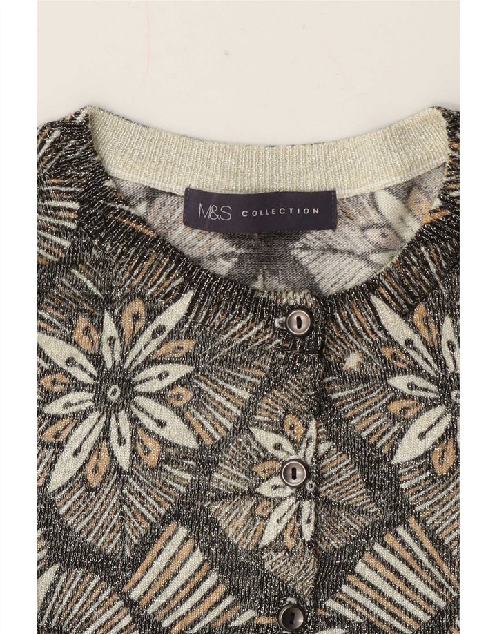 Maglione cardigan da donna Marks & Spencer UK 14 Classico floreale grigio medio