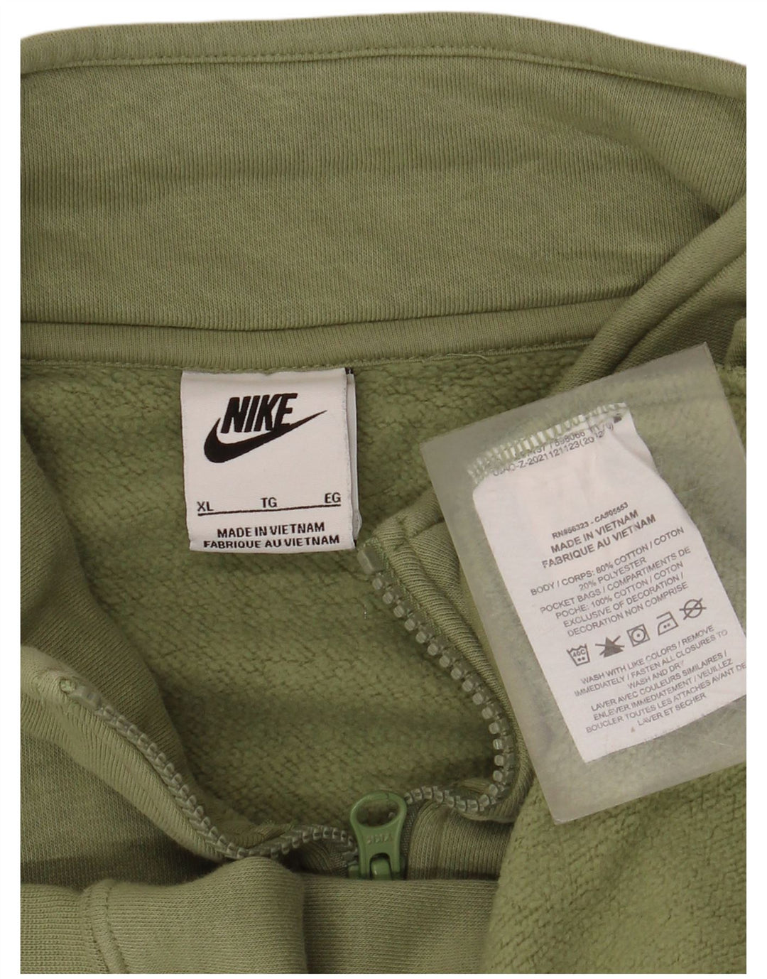 Felpa Nike Uomo con zip e collo maglione XL verde cotone