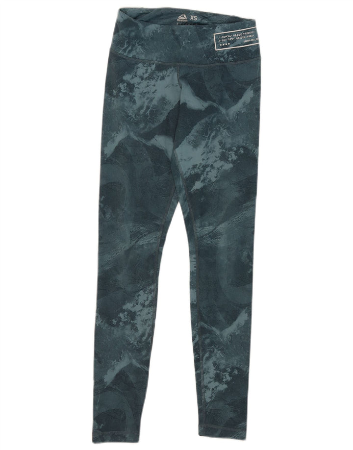 Leggings Reebok Speedwick Abstract Pattern da donna UK 4/6 XS poliestere blu