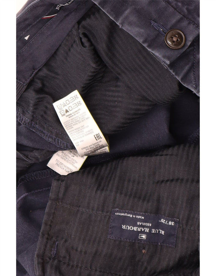 MARKS & SPENCER Pantaloni chino da uomo blu Harbour W38 L27 blu navy