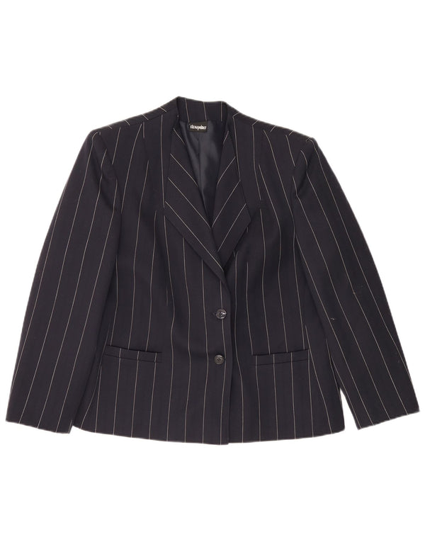 ELENA MIRO Giacca blazer da donna a 2 bottoni UK 18 XL Lana a righe blu navy