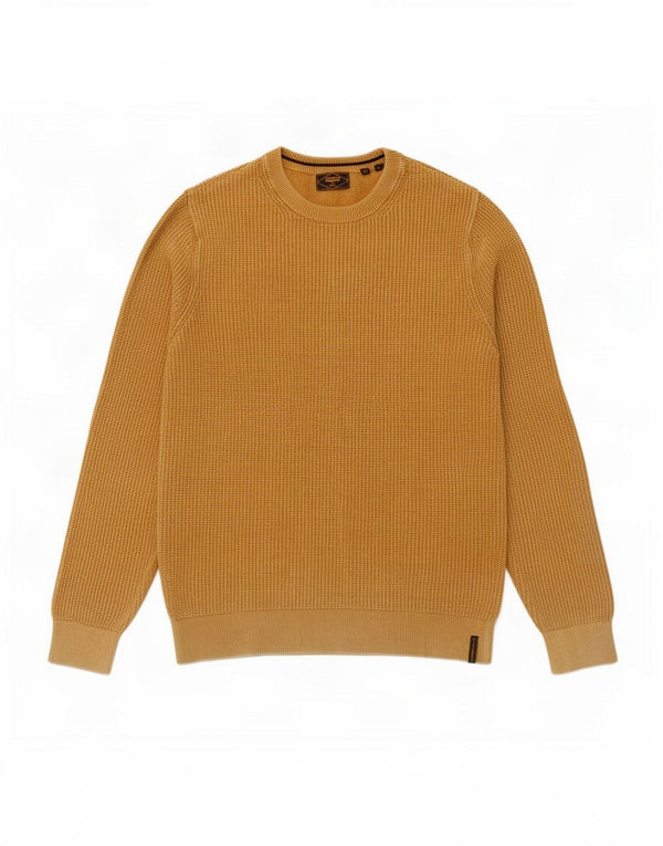 Maglione maglione girocollo da uomo Superdry piccolo in cotone giallo