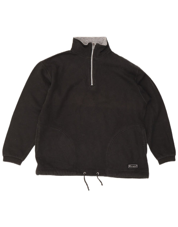 Felpa da donna con zip e collo Champion, UK 14, cotone nero medio