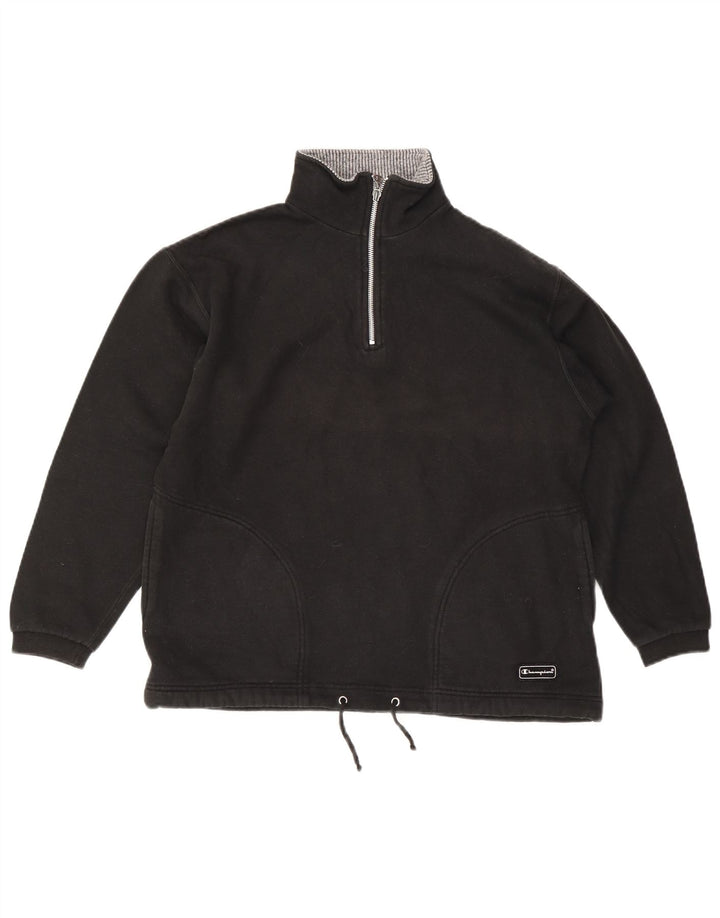 Felpa da donna con zip e collo Champion, UK 14, cotone nero medio
