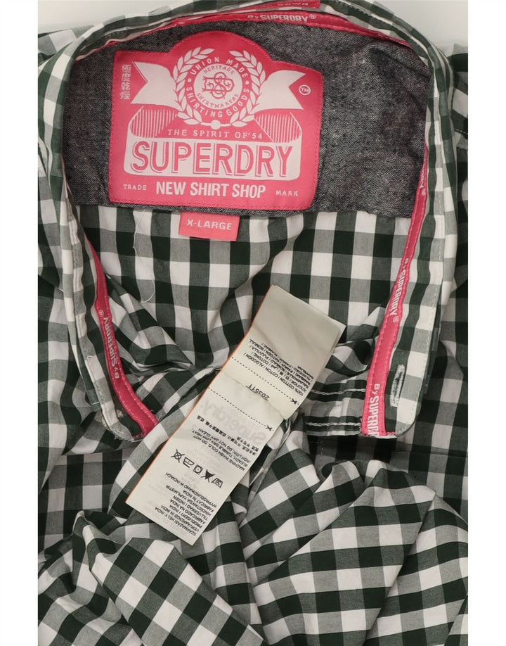 Camicia da uomo SUPERDRY XL in cotone a quadretti verde