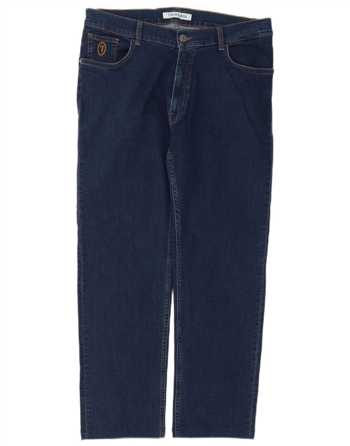 Jeans Dritti Uomo TRUSSARDI W36 L28 Blu Navy Cotone