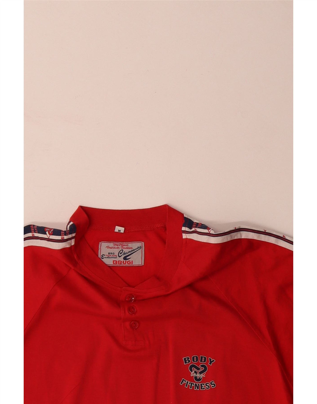BRUGI Mens Graphic T-Shirt Top Medium Red Colourblock Cotton