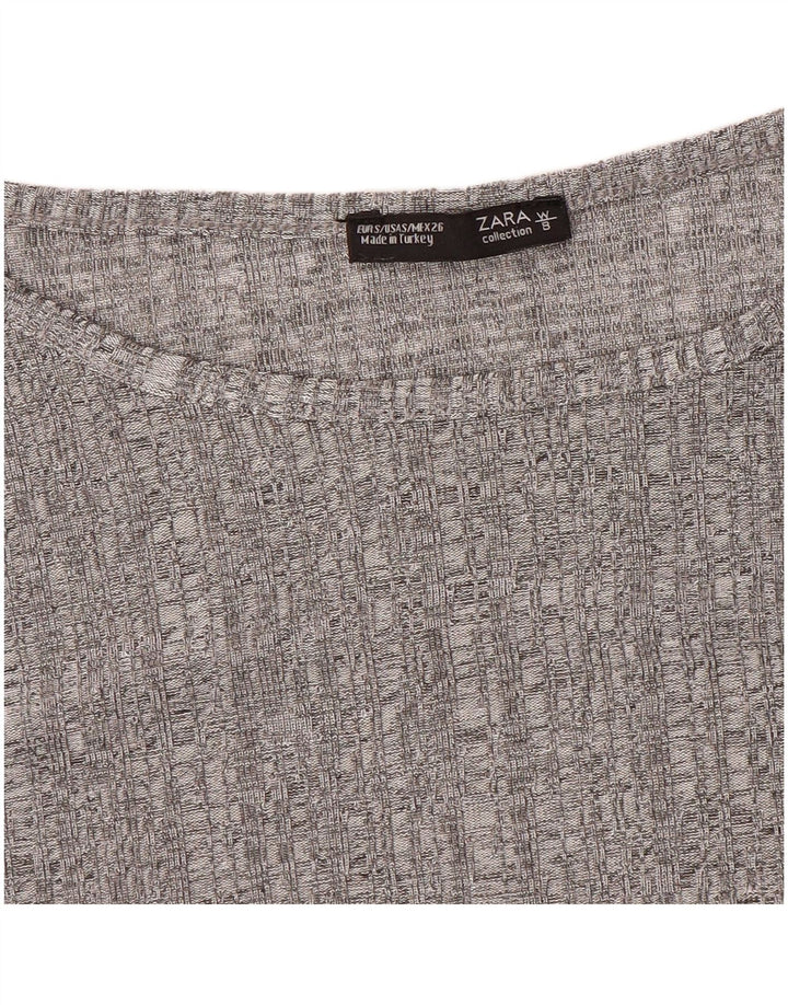Top Zara da donna a maniche lunghe UK 10 piccolo grigio screziato