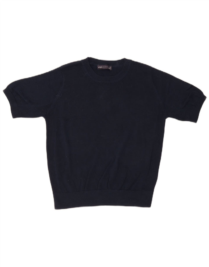 Maglione maglione girocollo da donna Marks & Spencer UK 12 medio blu navy