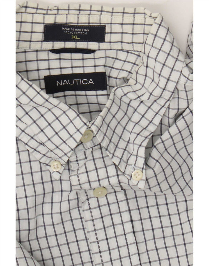 Camicia da uomo Nautica XL in cotone a quadri bianchi