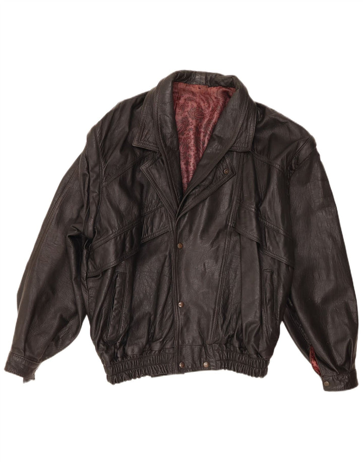 Giacca in pelle vintage da uomo UK 36 piccola nera