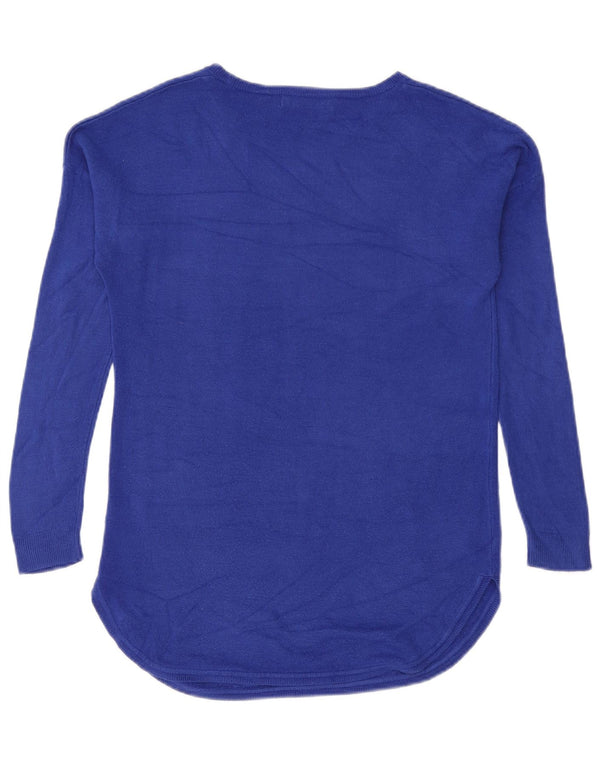 Maglione maglione con scollo a barca da donna Marks & Spencer UK 10 piccolo acrilico blu