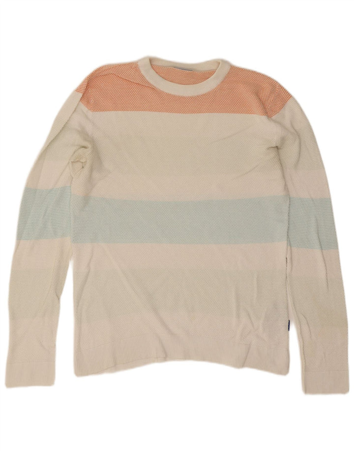 Jack & Jones Maglione girocollo da uomo in cotone a righe grandi bianche