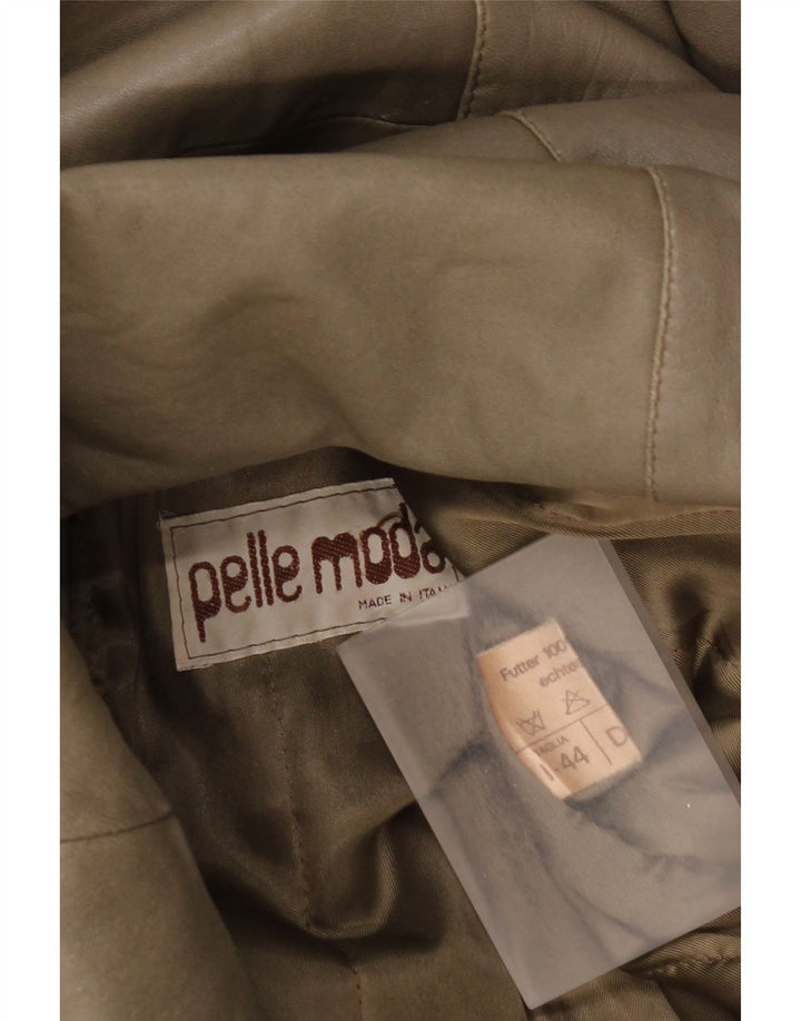 Giacca in pelle da donna vintage IT 44 in pelle kaki media