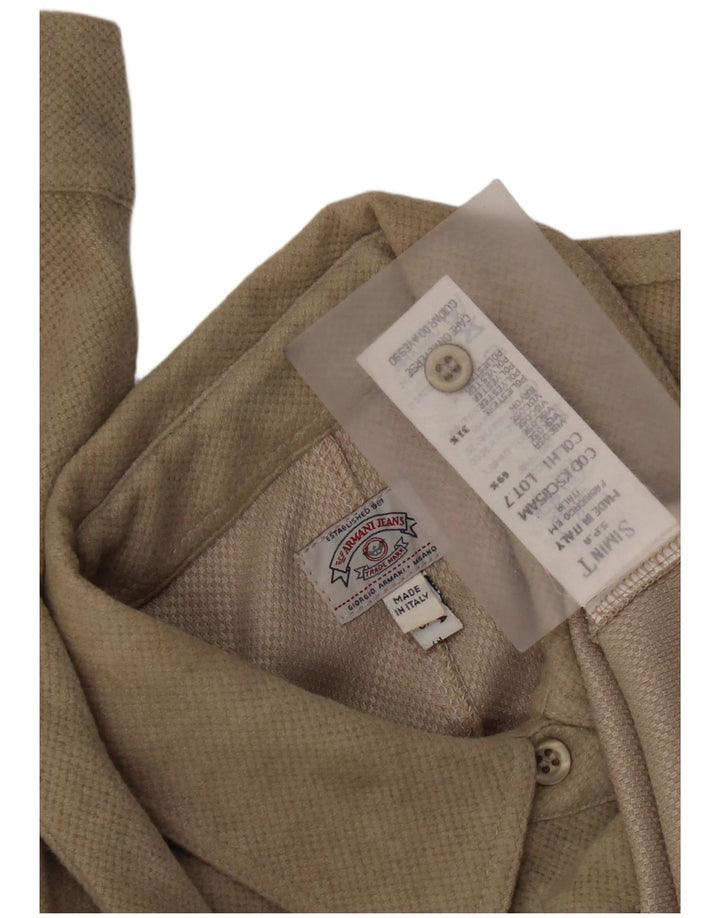 Camicia Armani Jeans Donna UK 10 Small Beige Viscosa