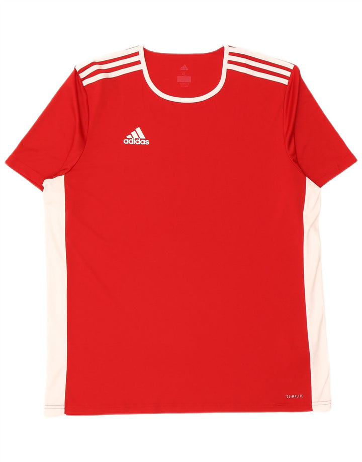 T-shirt Adidas Climalite da uomo XL rossa in poliestere color block