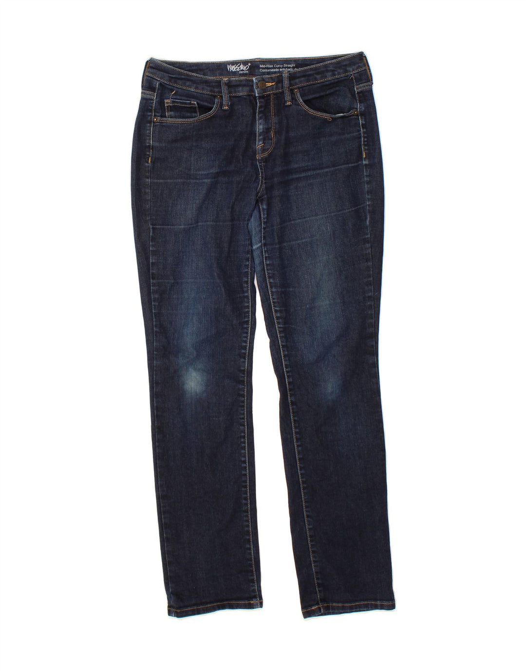 MOSSIMO Womens Mid Rise Curvy Straight Jeans US 6 Medium W28 L30 Navy Blue Vintage Mossimo and Second-Hand Mossimo from Messina Hembry 