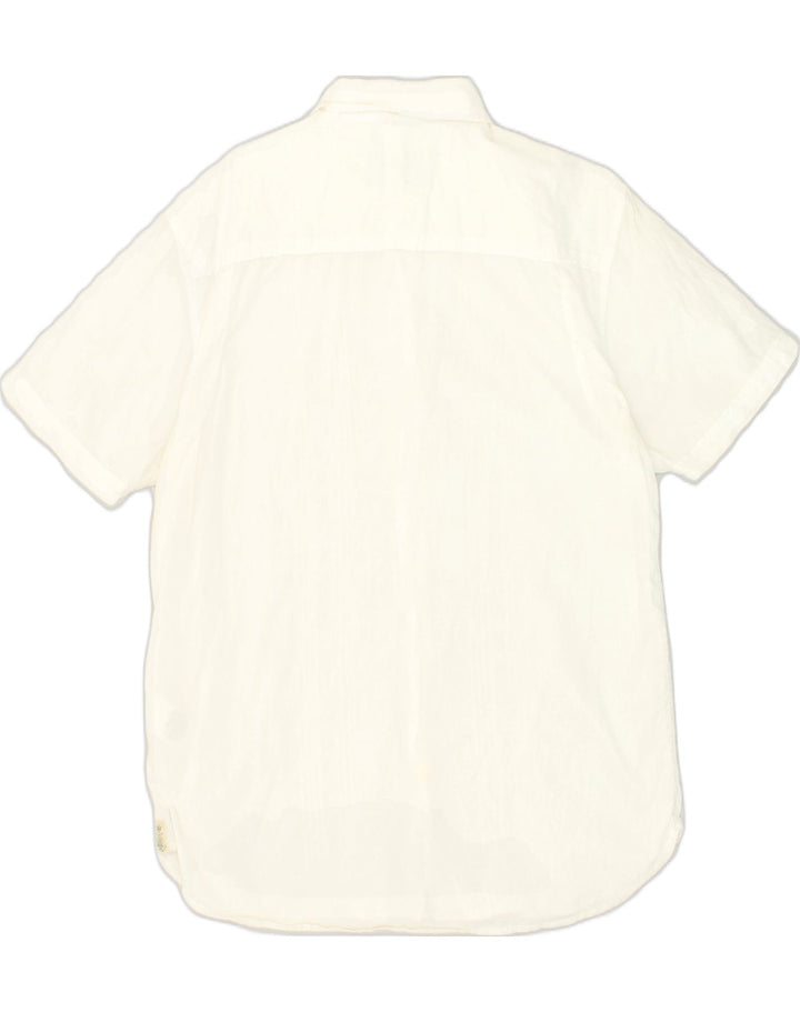 NAUTICA Mens Short Sleeve Shirt Medium White Striped Cotton | Vintage Nautica | Thrift | Second-Hand Nautica | Used Clothing | Messina Hembry 