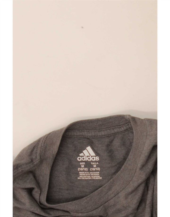 T-shirt grafica da ragazzo Adidas Top 10-11 anni in cotone grigio medio