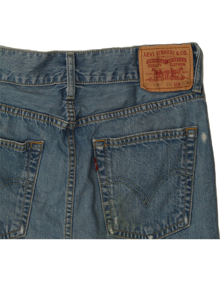 LEVI'S Womens 511 Distressed Denim Skirt Small W30  Blue Spotted Cotton Vintage Levi's and Second-Hand Levi's from Messina Hembry 