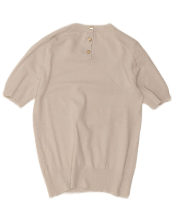 Maglione girocollo a maniche corte da donna Zara UK 12 bianco medio