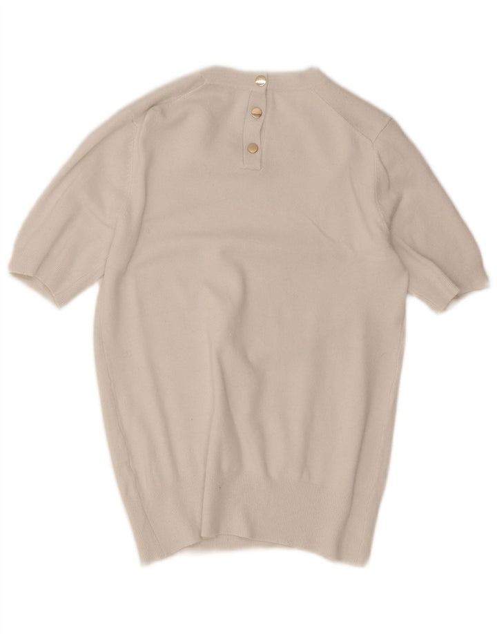 Maglione girocollo a maniche corte da donna Zara UK 12 bianco medio
