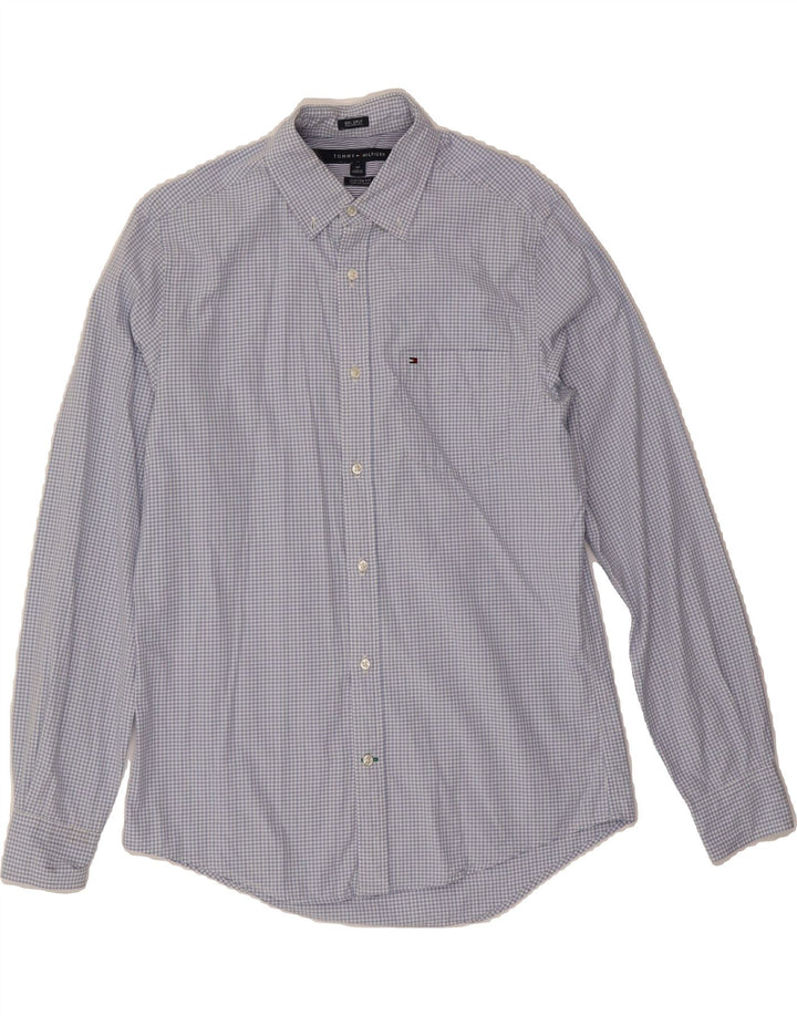 TOMMY HILFIGER Mens Custom Fit Shirt Small Blue Check Cotton Vintage Tommy Hilfiger and Second-Hand Tommy Hilfiger from Messina Hembry 