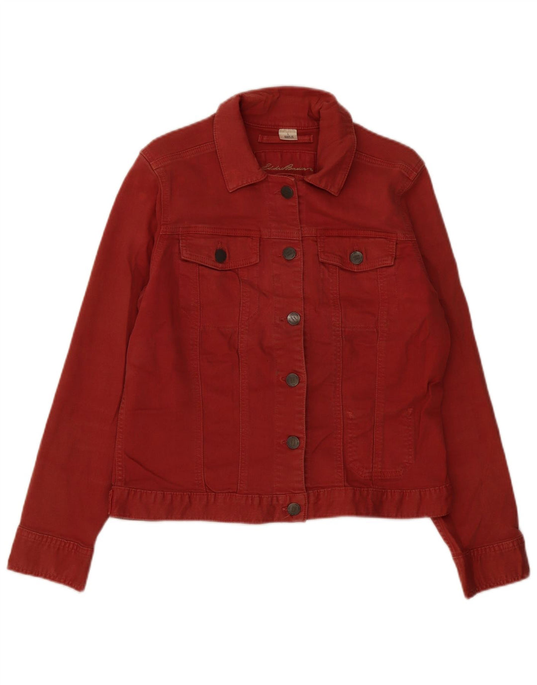 Giacca in denim da donna EDDIE BAUER UK 16 grande cotone rosso