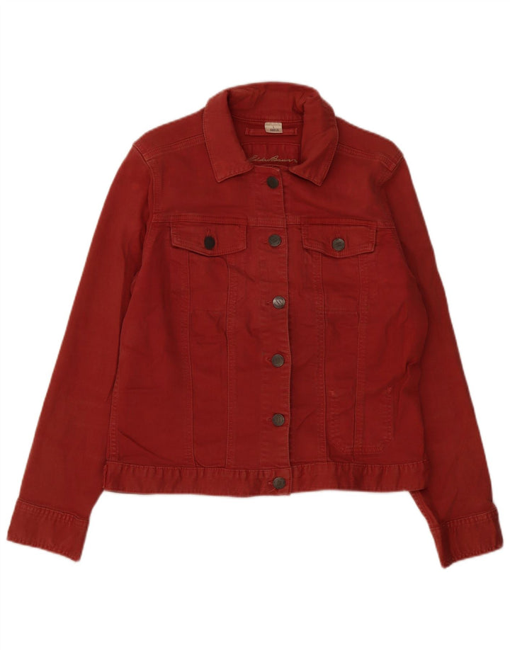 Giacca in denim da donna EDDIE BAUER UK 16 grande cotone rosso