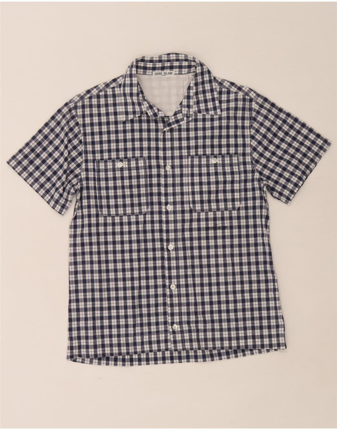 Camicia a maniche corte da bambino Stone Island 15-16 anni a quadri blu navy