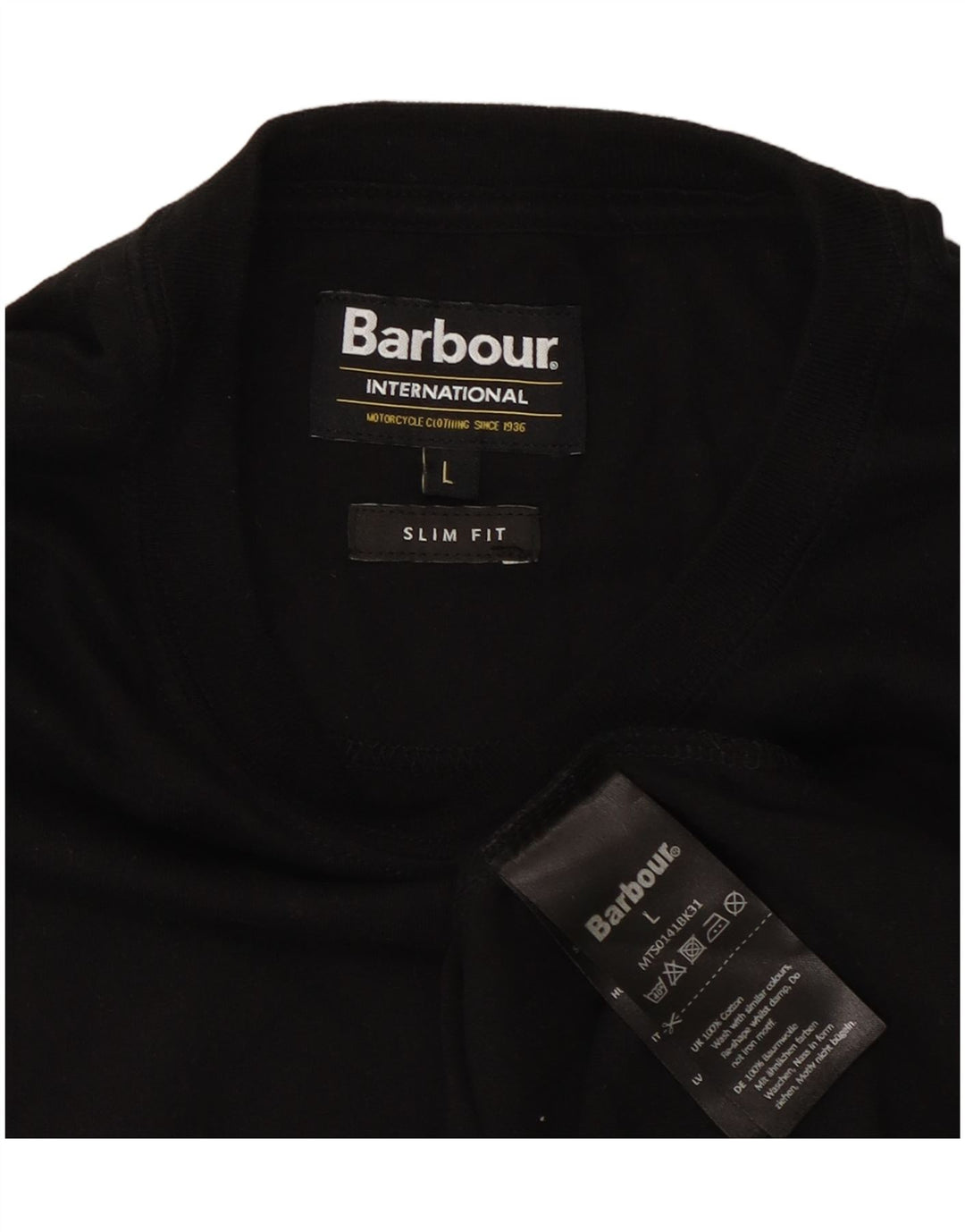 Barbour Mens Slim Fit T-shirt Top Large in cotone nero